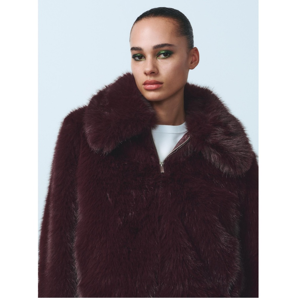 Zara FAUX FUR SHORT COAT - Picture 6 of 12